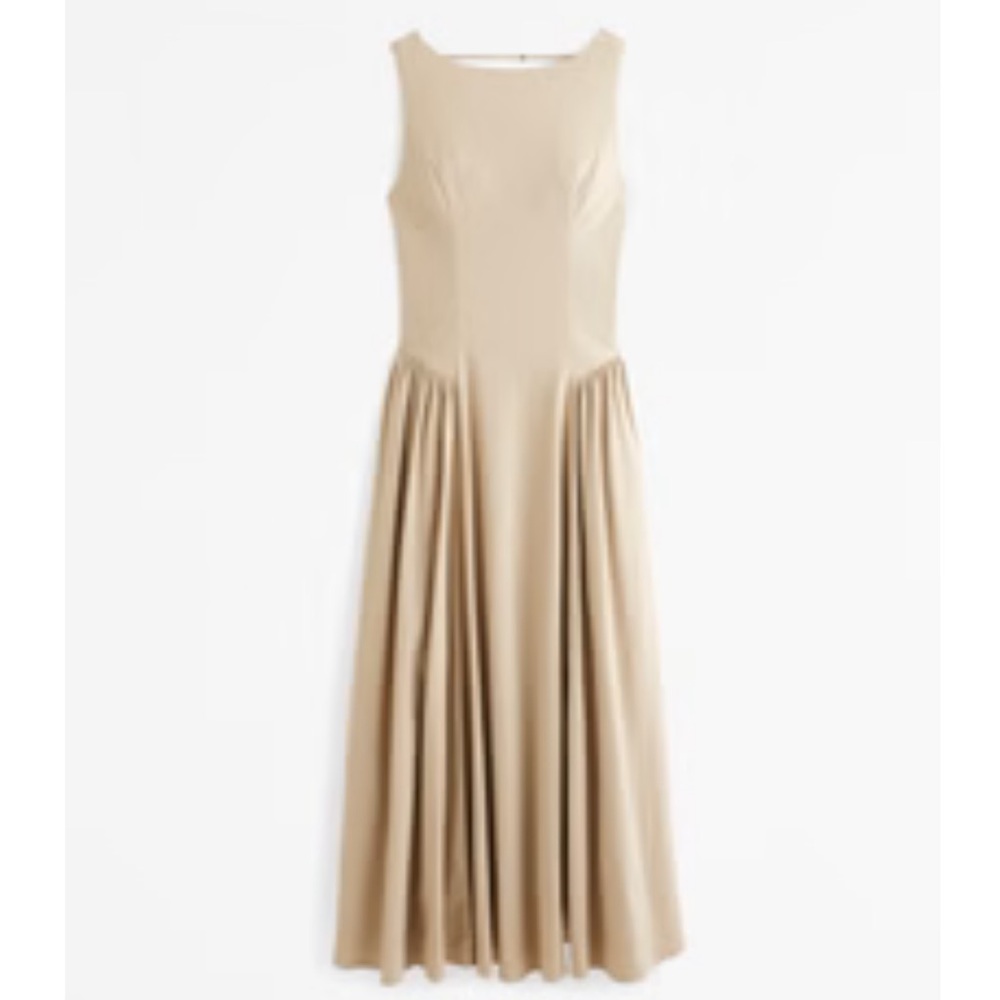 EUC Abercrombie & Fitch Dark Beige / Light Brown Dress Size Medium Petite A & F